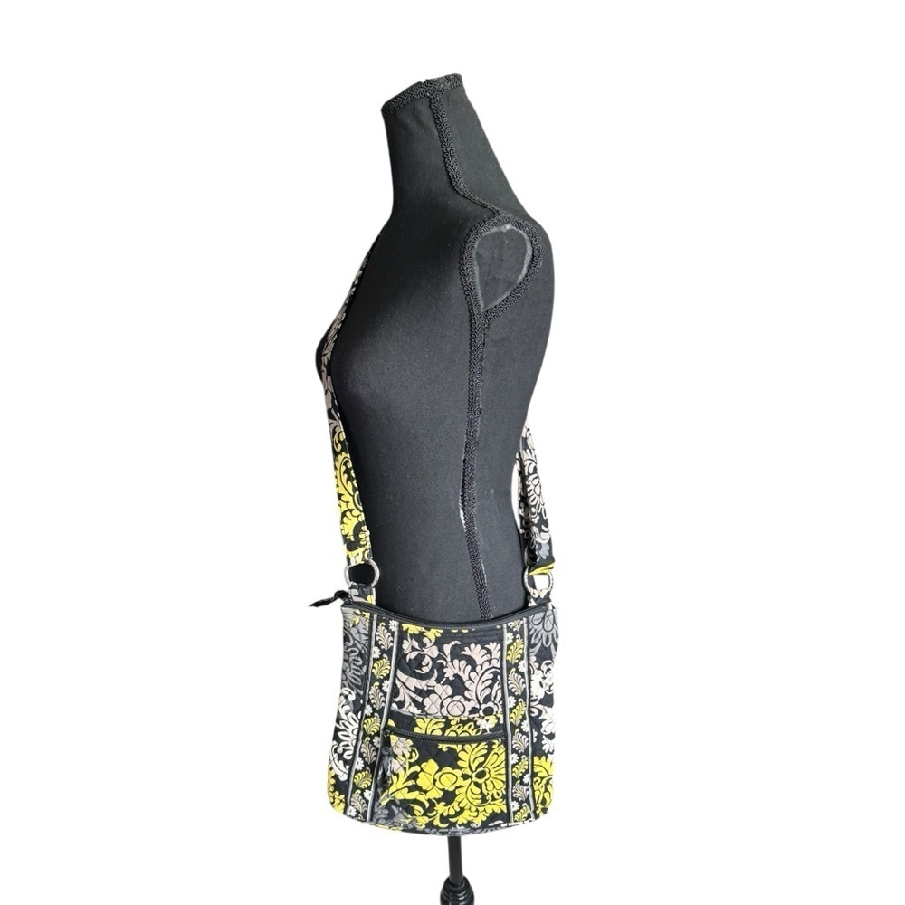 Vera Bradley Baroque Crossbody Quilted Black Yellow Gray Floral Retired Pattern